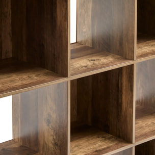 Étagère 9 cases indus "Mix N' Modul" effet bois foncé