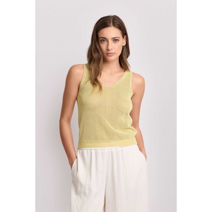 Kocca - Top in maglia con scollo a V Donna, Tinta unita, Scollo a V