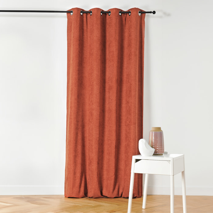 Rideau à Oeillets Isolant et Déperlant  - Effet Velours - Brique