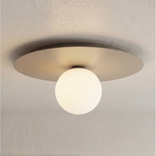 Lampada da soffitto Solar in acciaio moka e vetro opalino