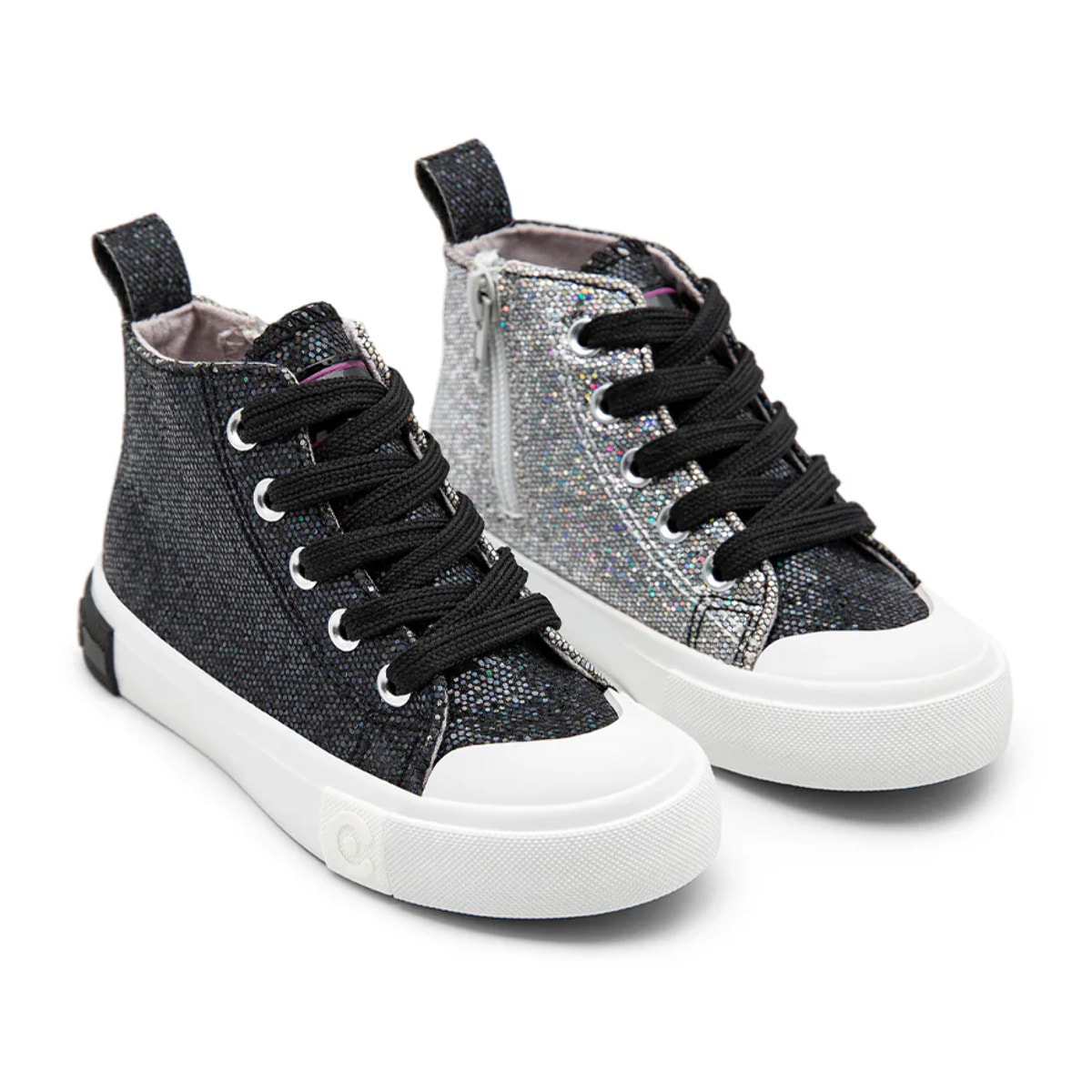 Zapatillas Deportivas Caña Alta Lentejuelas Metálicas Negras