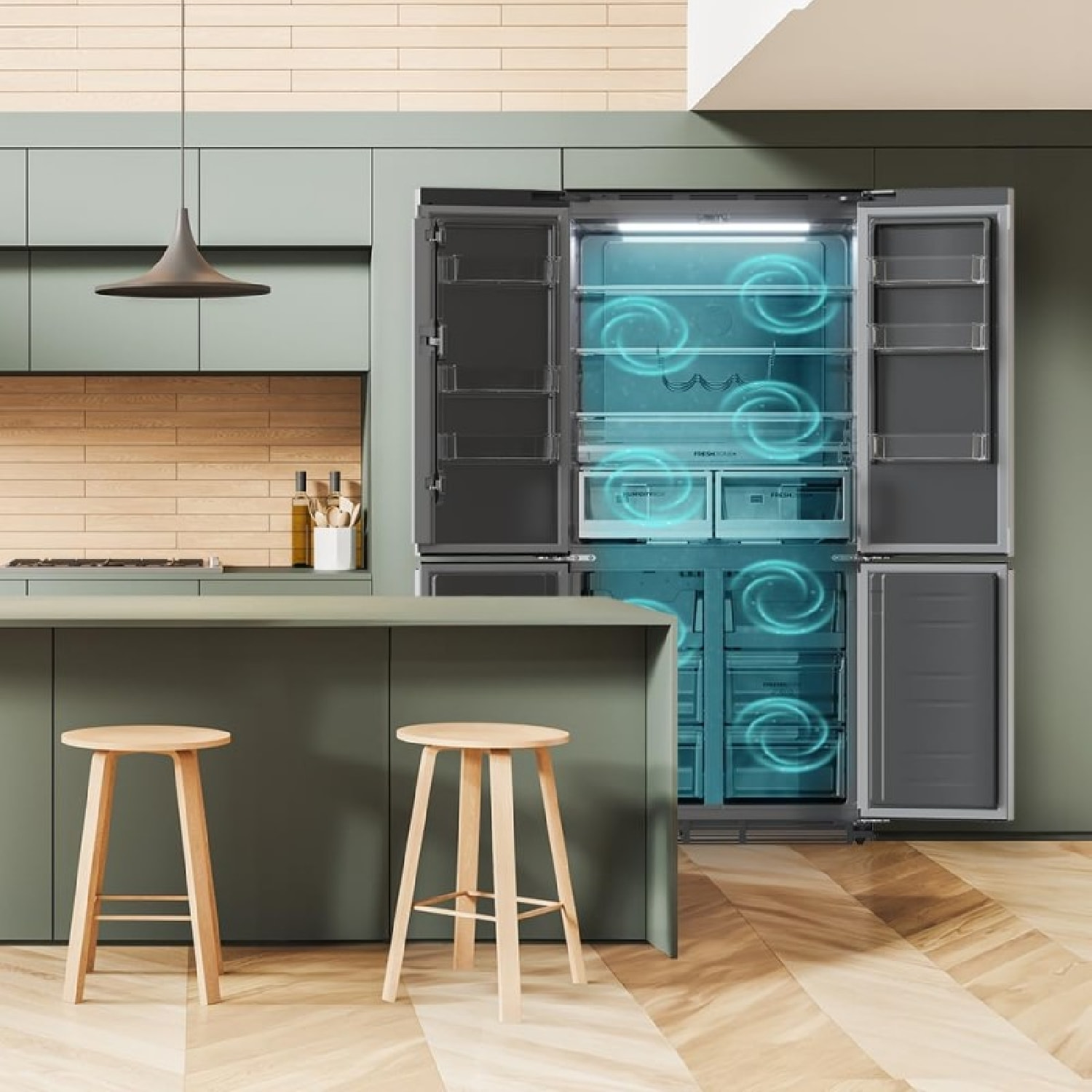 Cecotec Frigorífico semi-integrable 4 puertas Bolero CoolMarket 4D 466 SBI Inox