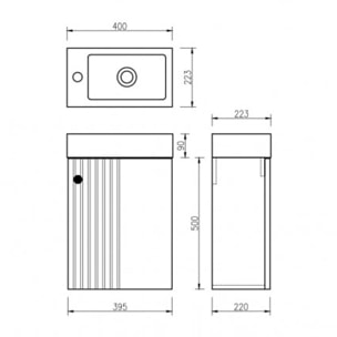 Meuble lave main 40 cm effet chêne Aquapicolo