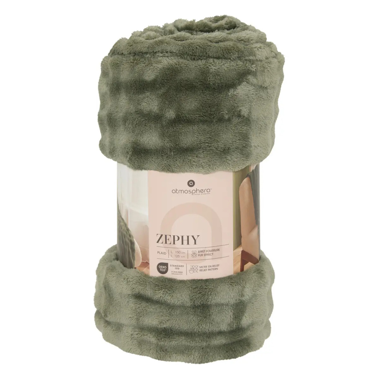 Plaid Zephy 125x150cm effet fausse fourrure vert