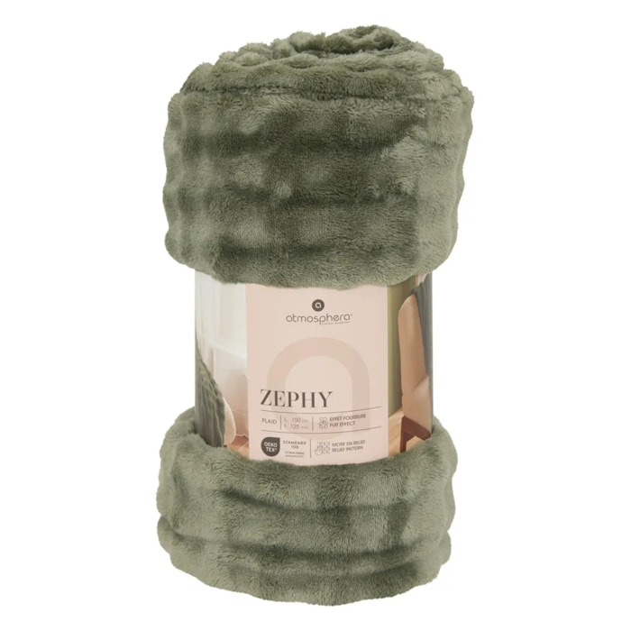Plaid Zephy 125x150cm effet fausse fourrure vert