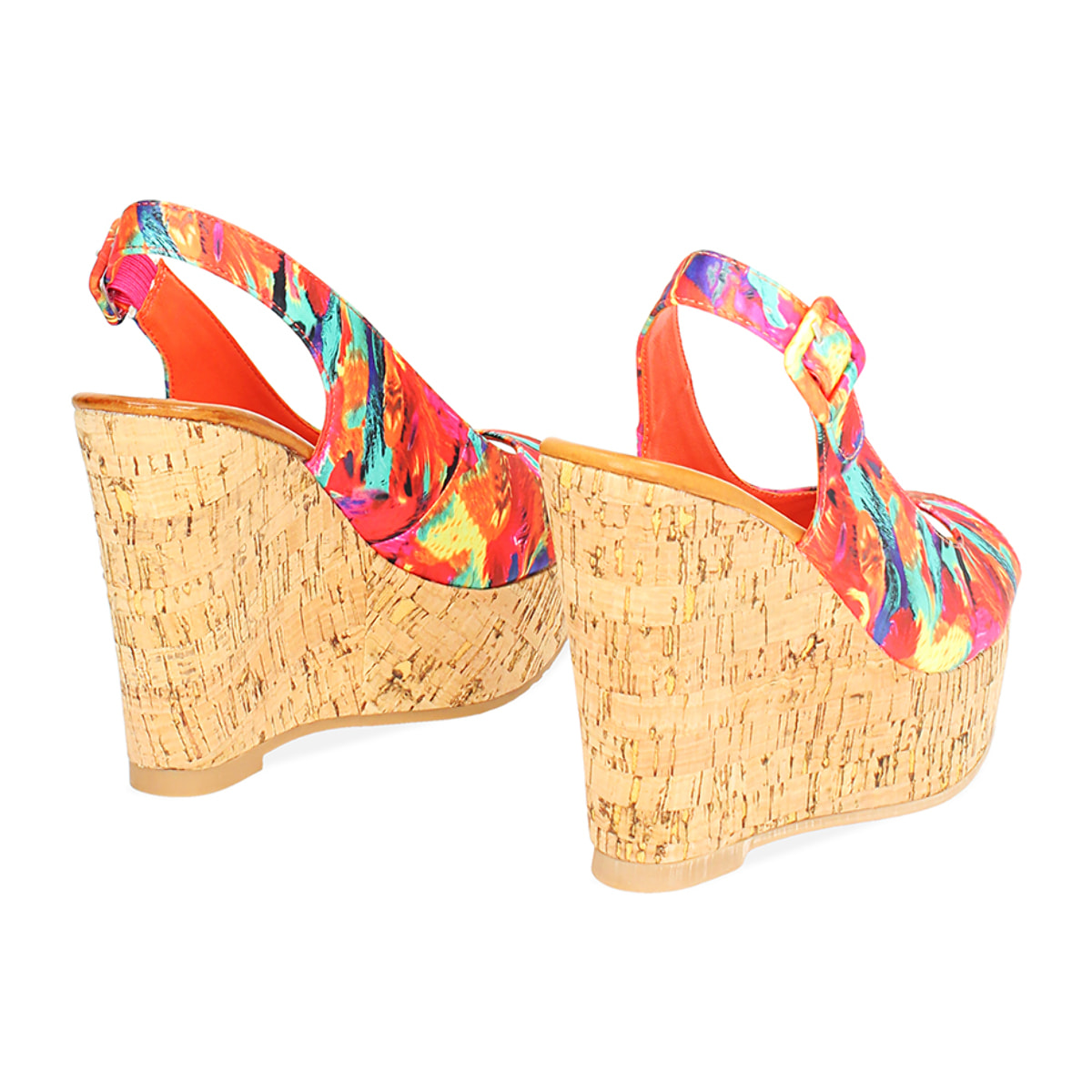 Zeppe donna multicolor arancio in raso