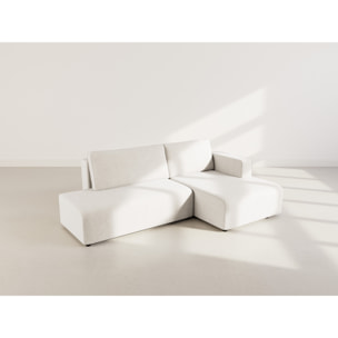 Topaze - canapé d'angle droit 4 places convertible avec coffre en velours côtelé - Beige