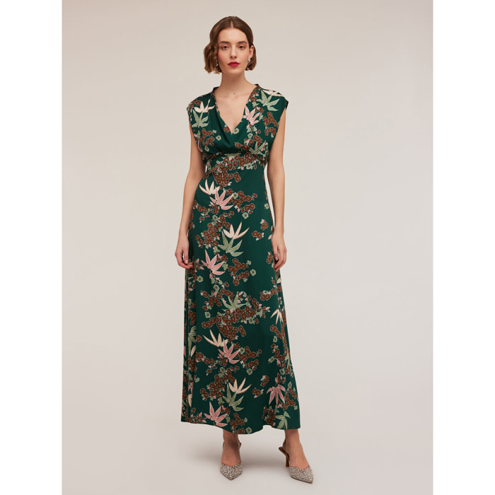Motivi - Vestido largo estampado decò - Verde