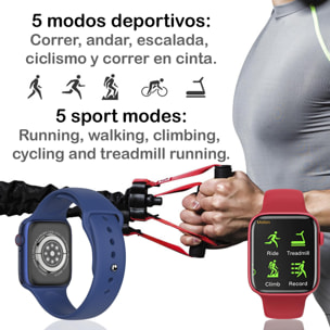 Smartwatch KD07 con monitor cardíaco, tensión y de O2 en sangre. 5 modos deportivos. Llamadas Bluetooth.