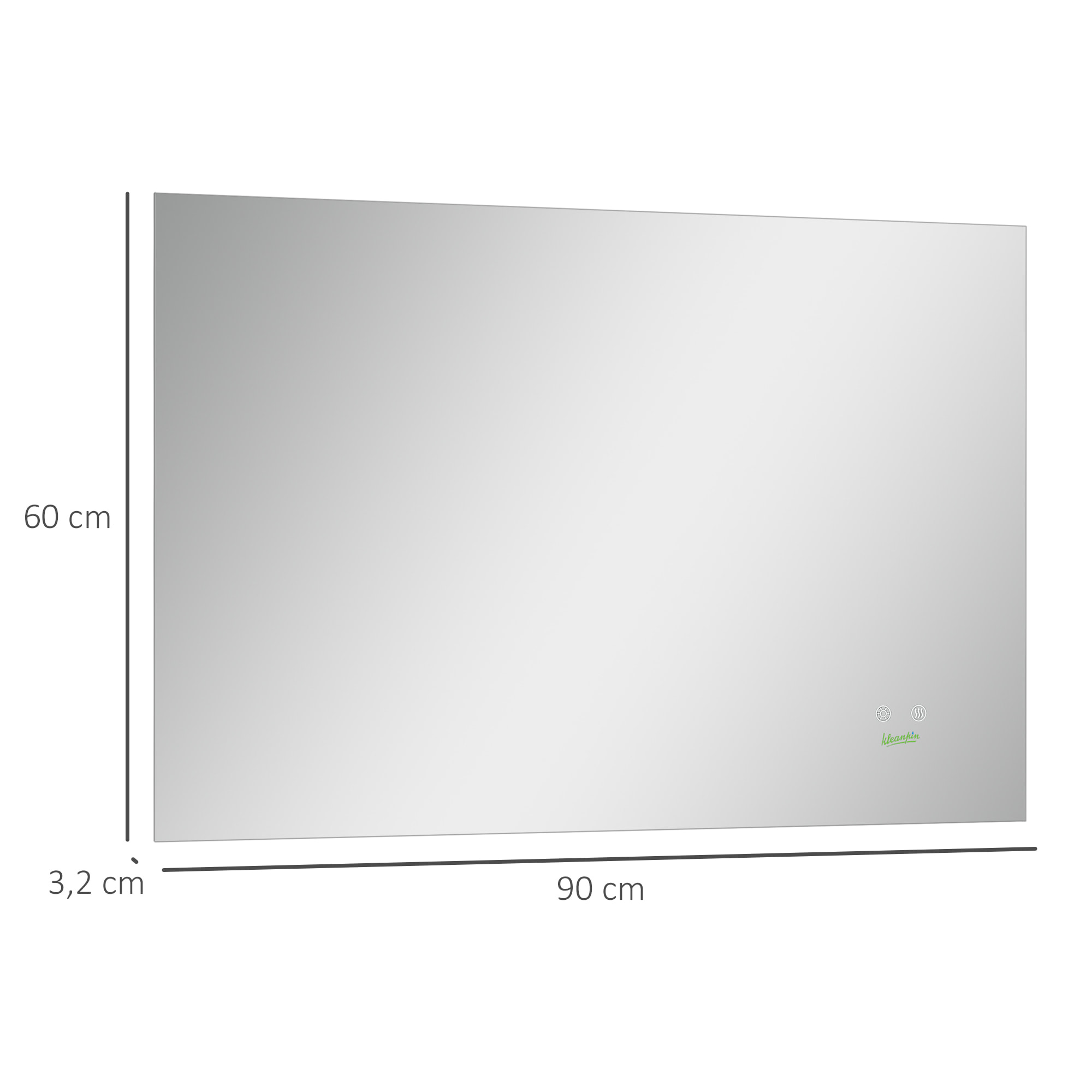 Espejo de Baño con Luz LED Espejo de Pared Antivaho 90x60 cm Interruptor Táctil 3 Luces Ajustable Función de Memoria y Marco de Aluminio Suspensión Vertical u Horizontal Plata