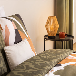 Parure de lit imprimée "Arik" en coton 240x220cm vert kaki