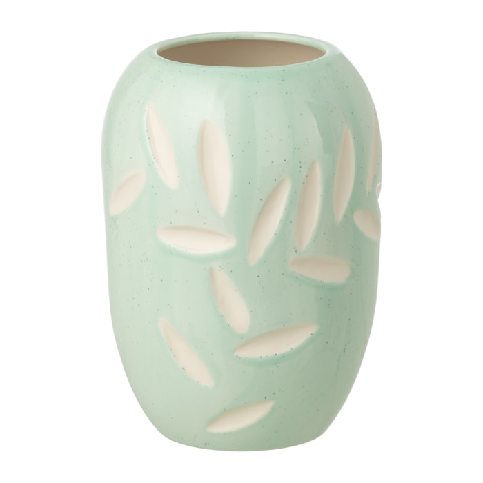 J-Line Vase Feuilles - porcelaine - bleu clair - small
