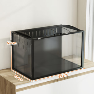 Cage hamster grande taille acrylique acier dim. 81x51x53cm toit ouvrant noir
