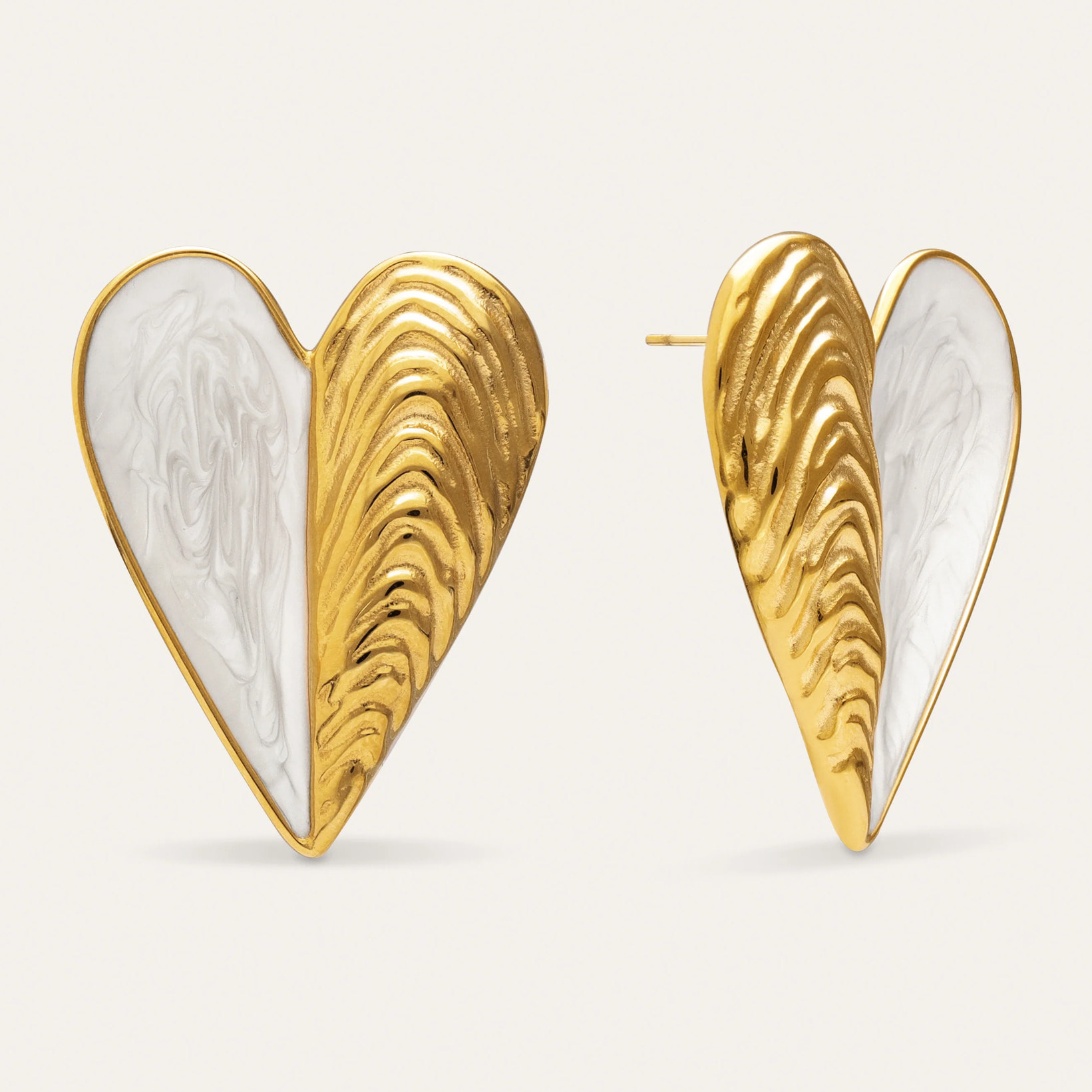 Pendientes Mejillón Enamel Acero Baño Oro