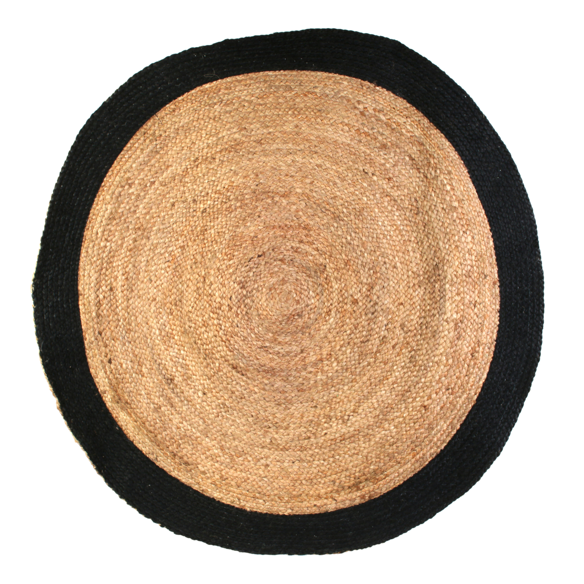 Tapis Rond Jute Bord Noir 120cm