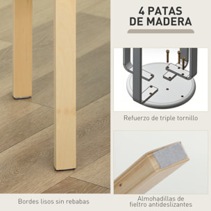 Juego de 4 Taburetes Apilables Redondos Taburetes Bajo de Cocina de Madera con Asiento Acolchado para Comedor Dormitorio Oficina Salón Marrón y Natural