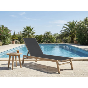 Bain de soleil en aluminium imitation bois  "Elysia" - Noir