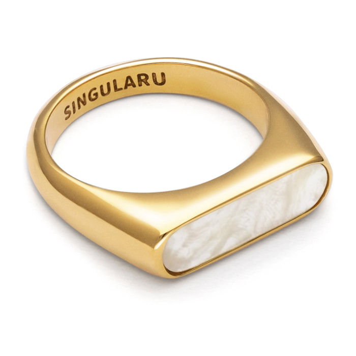 Anello Proa Nácar Acciao Placcato Oro