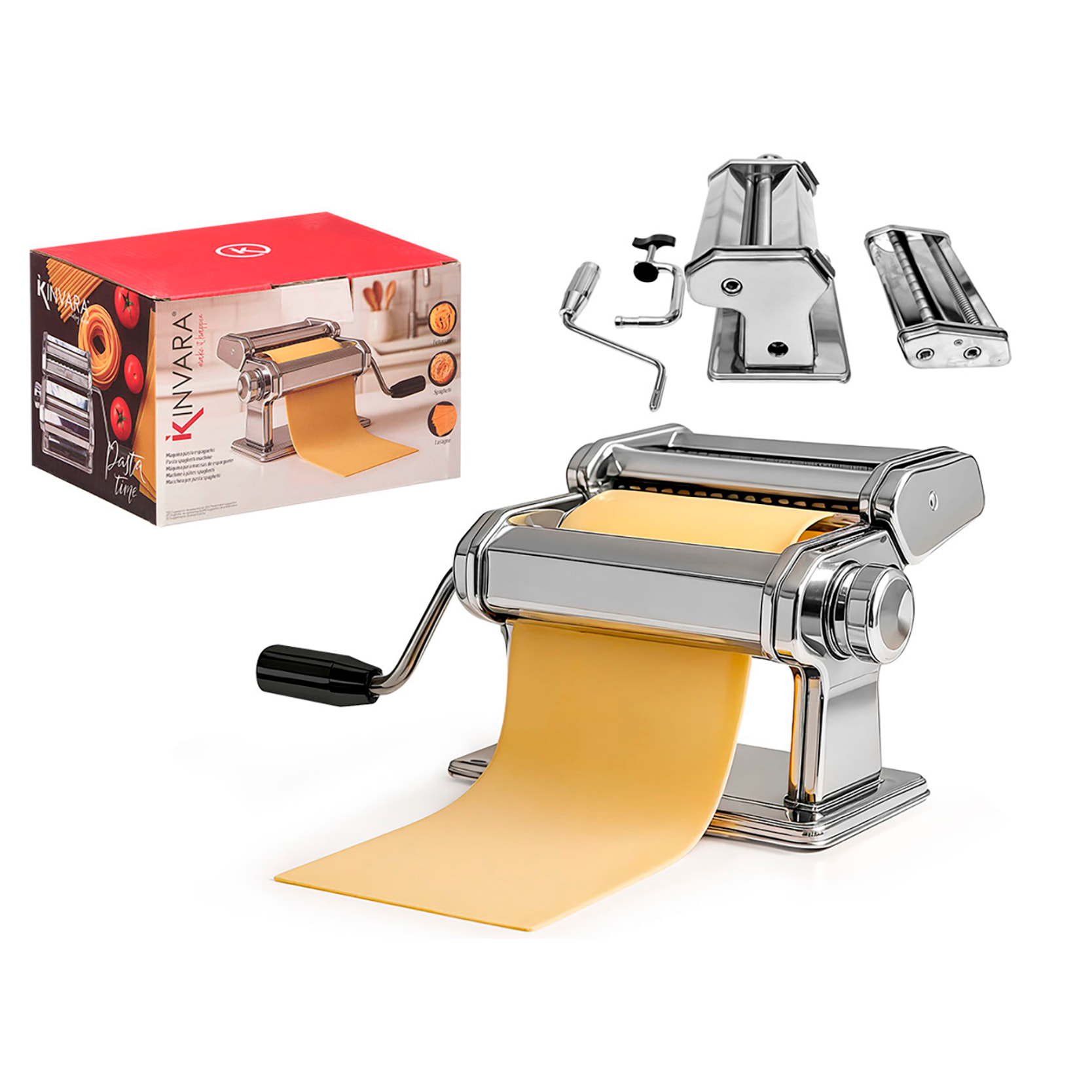 Maquina manual de pasta para hacer lasaña, spaghetti y fettuccine.