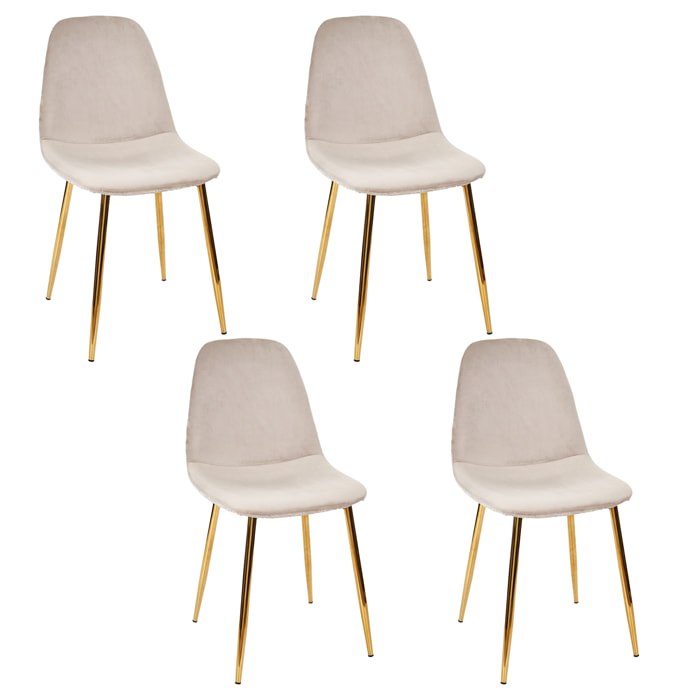 Chaise Pieds Dore - Lot De 4