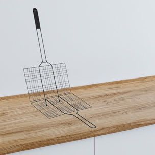 Well home parrilla bbq revestimiento antiadherente en hierro negro 68x32,5cm