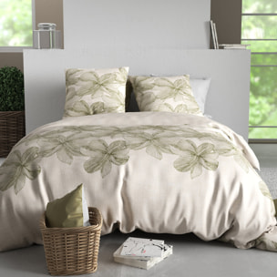 Parure housse de couette imprimé 100% coton - mila - vert