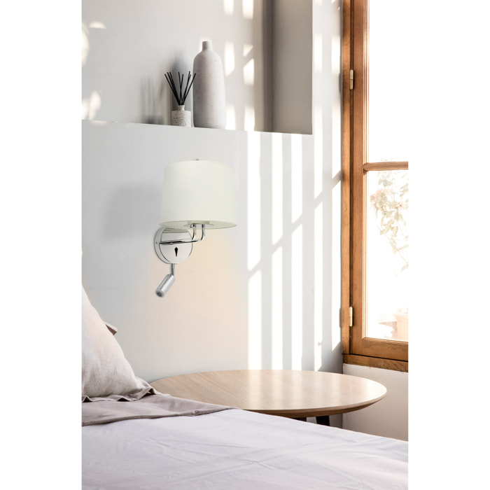 MONTREAL Lampe applique avec lecteur chrome/blanc