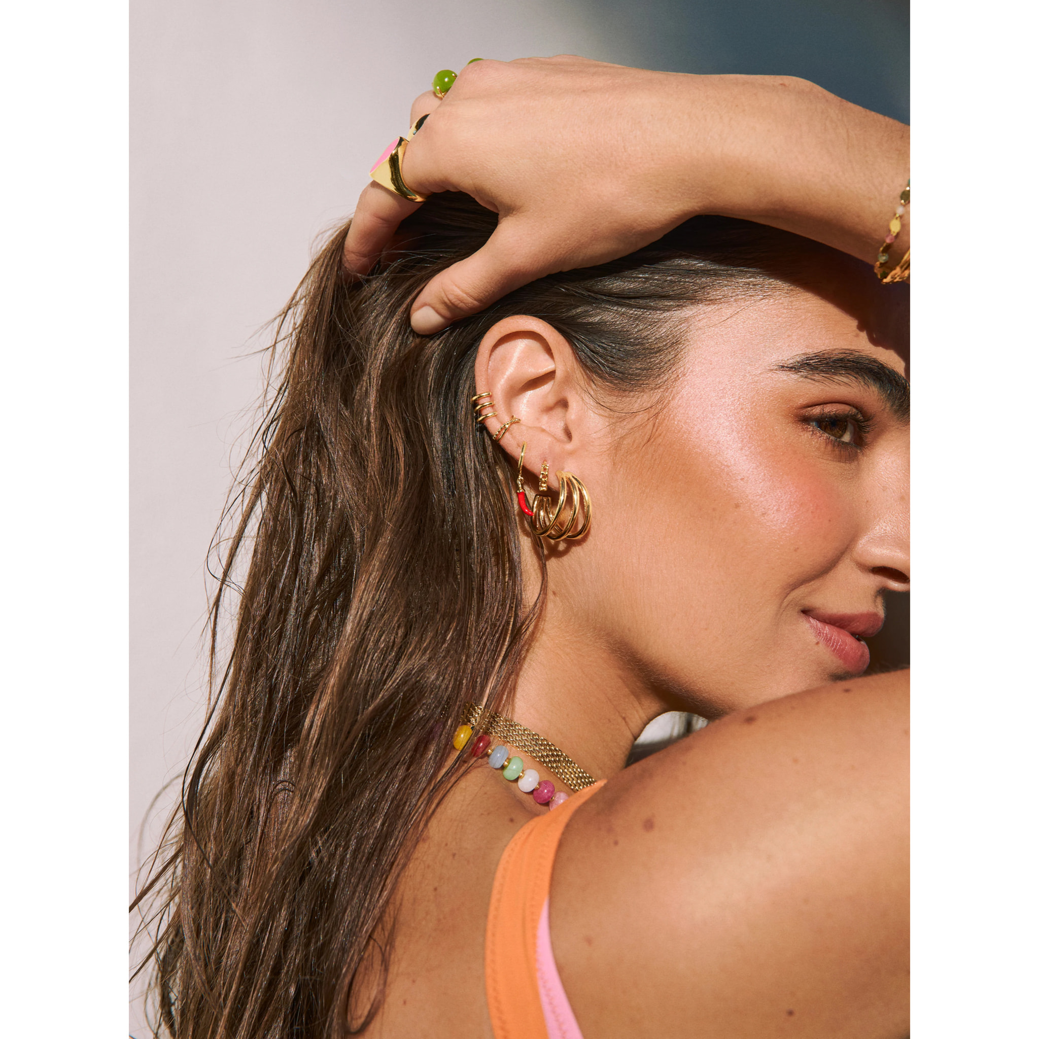 Pendientes Aro Triple Baño Oro