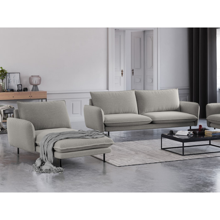 Méridienne gauche "Vienna" en tissu structurel gris clair