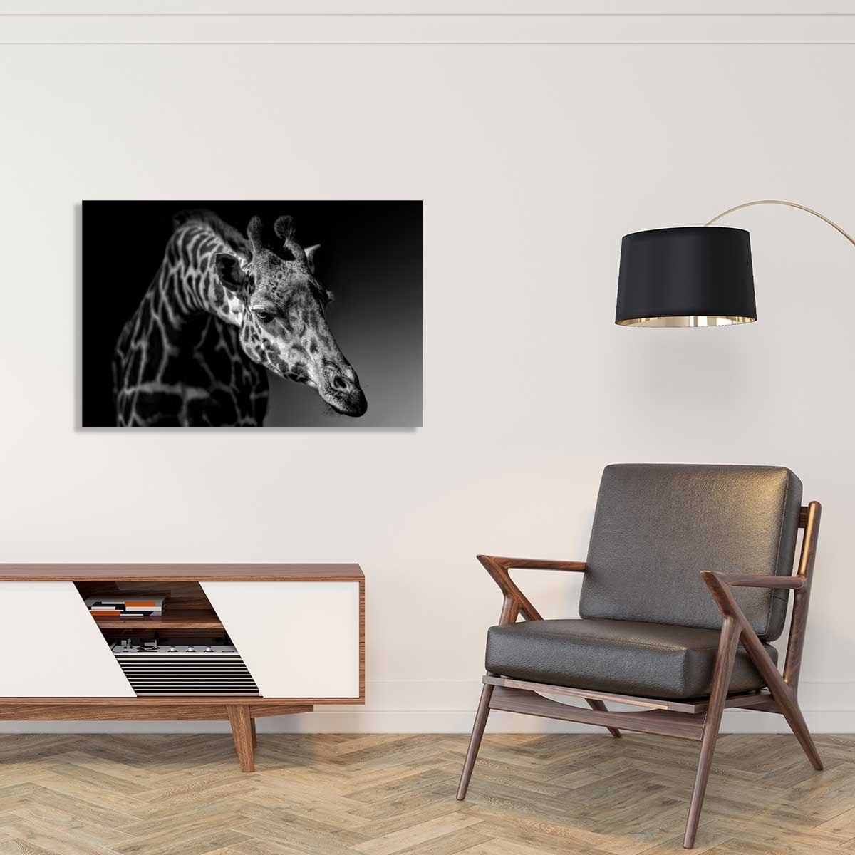 Tableau animaux girafe discrète Toile imprimée