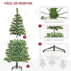 HOMCOM árbol de Navidad Artificial 150 cm con 416 Ramas Hojas de PET y Soporte de Metal Decoración Navideña para Interior Salón Fiestas Ø75x150 cm Verde