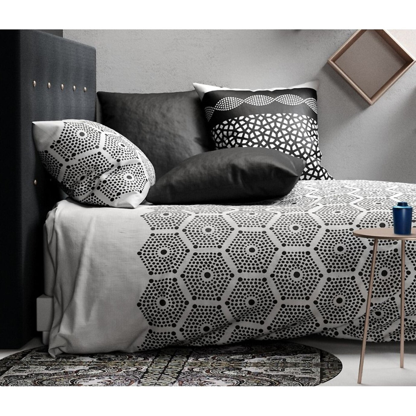 Parure housse de couette coton noir