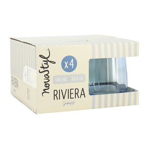 Lot de 4 gobelets en verre 52,5cl bleus RIVIERA