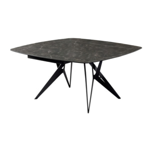 Table extensible carrée 90/160 cm céramique gris marbré - MARTY