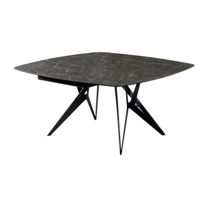 Table extensible carrée 90/160 cm céramique gris marbré - MARTY