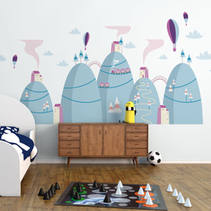 Stickers muraux enfants - Décoration chambre bébé - Autocollant Sticker mural géant enfant montagnes scandinaves MONTGOLFIÈRES MERVEILLEUSES