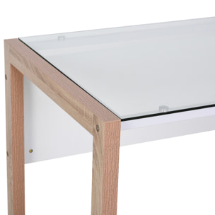 Bureau Informatique 120 x 60 x 75 cm Blanc et Bois