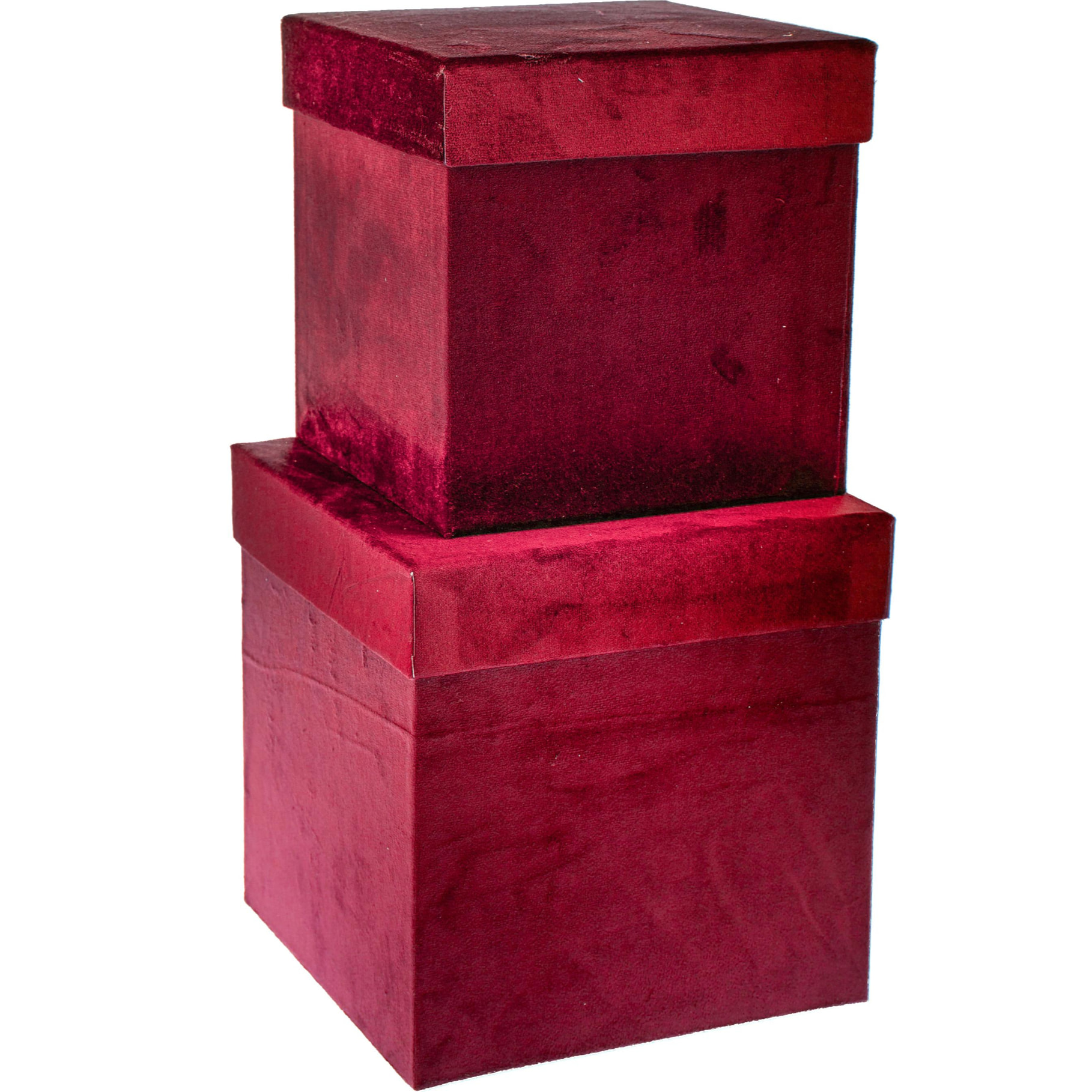 Set Di 2 Scatole Quadrate In Velluto. Altezza 26,5 Cm - Pezzi 1 - 26,5X26,5X26,5cm - Colore: Rosso - Bianchi Dino - Decorazioni Varie