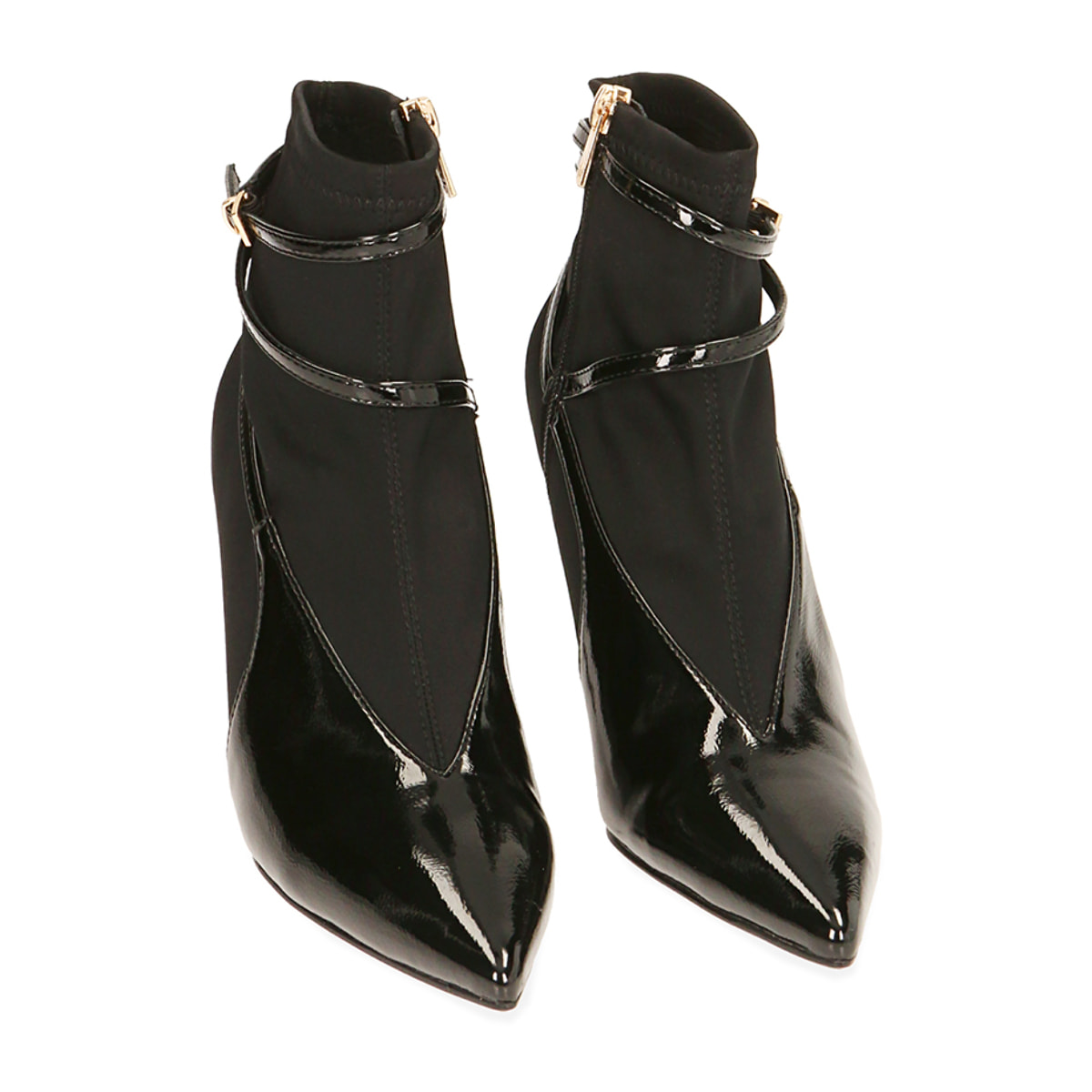 Ankle boots neri in tessuto, tacco 8,5 cm