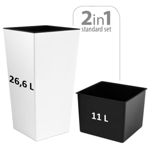 2 unidades de macetero zanvic urbi 26,6 litros de plástico fower pot con interior liner 27 x 27 x 50 cm blanco