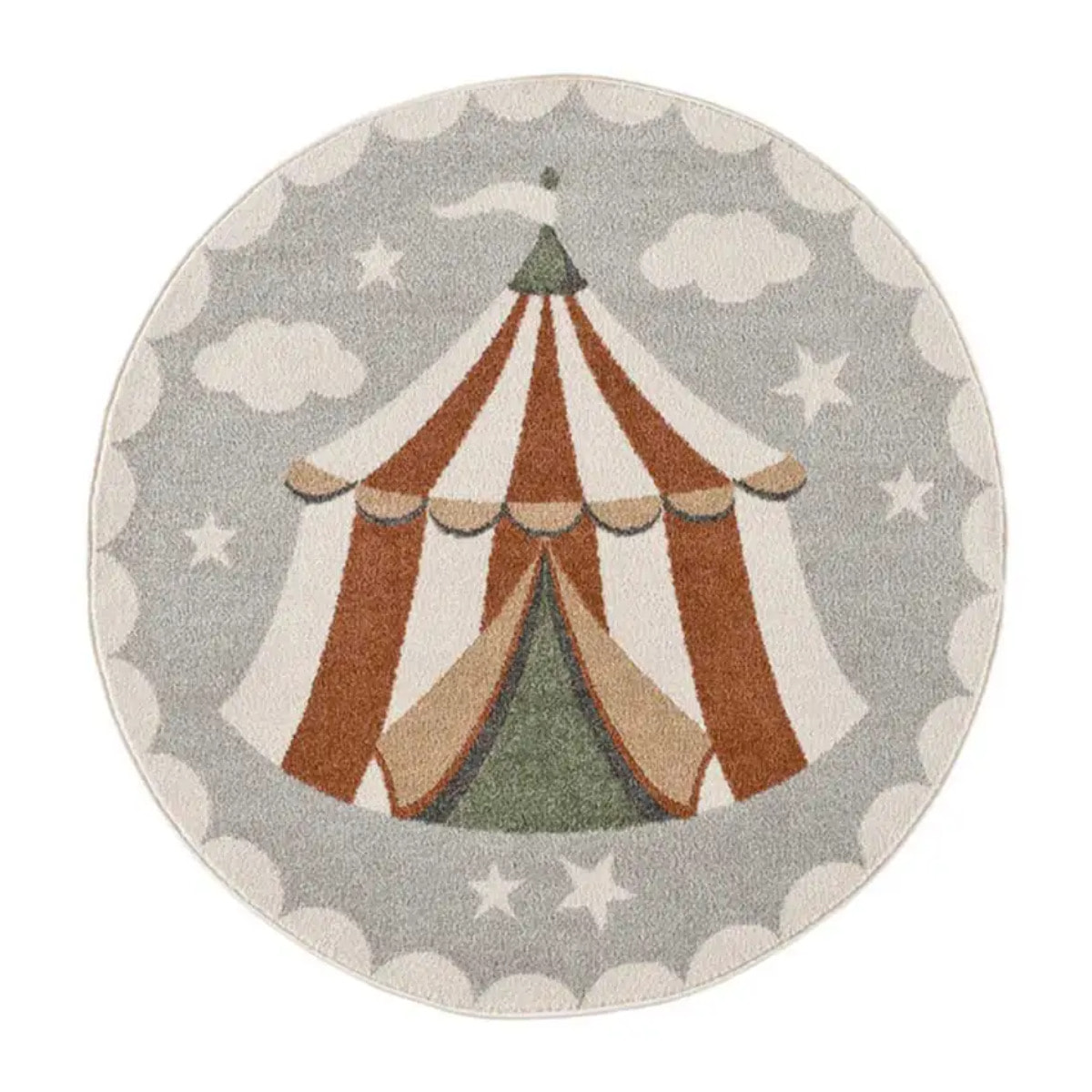 BEATS Alfombra redonda infantil circo gris, 120Ø cm