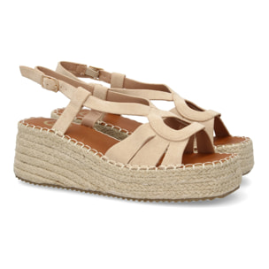Sandalia de cuña de yute para mujer, comodas y elegantes, diseño moderno con tiras en la pala