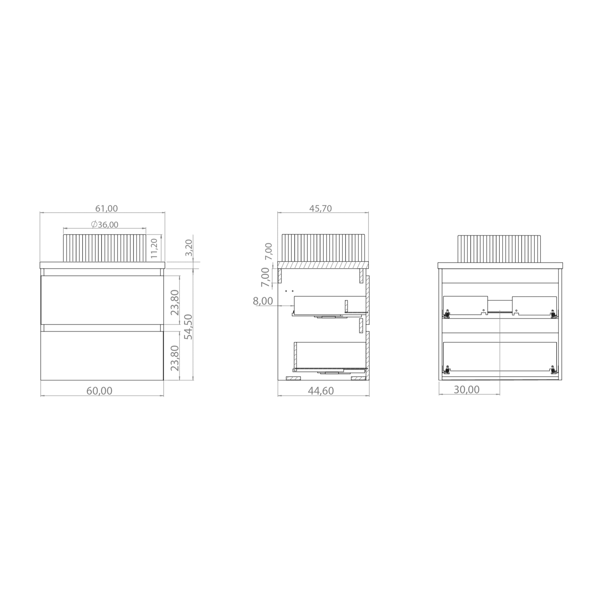 Conjunto de Baño Kub | 60 cm Negro | Dos Cajones | Lavabo de Cristal | No incluye Espejo | Mueble Montado | Alday