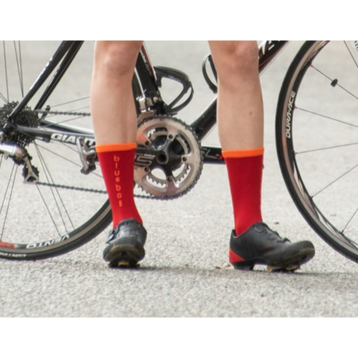 Calzini a compressione Blueball 8 in rosso con striscia arancione