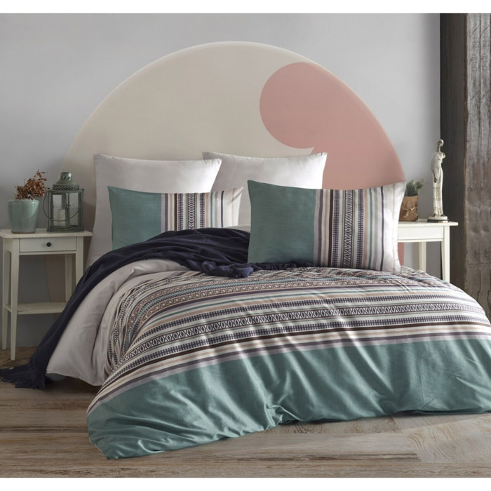 Parure housse de couette et taie(s) d'oreiller coton imprimé