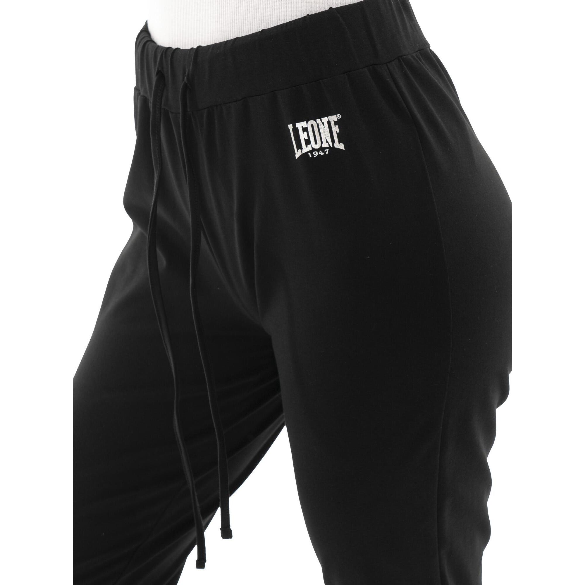 Pantaloni da donna in cotone non felpato con polsini Leone Basic