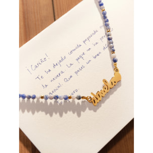 Collar Abuela Heart Cianita Acero Baño Oro