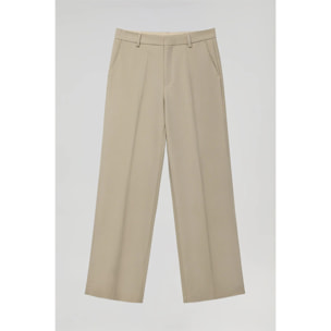 Pantalón ancho de vestir beige con detalles Polo Club