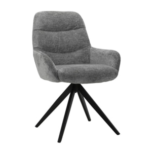 Chaise rotative 360 avec accoudoirs et pieds métal - 2 coloris - OSMAN