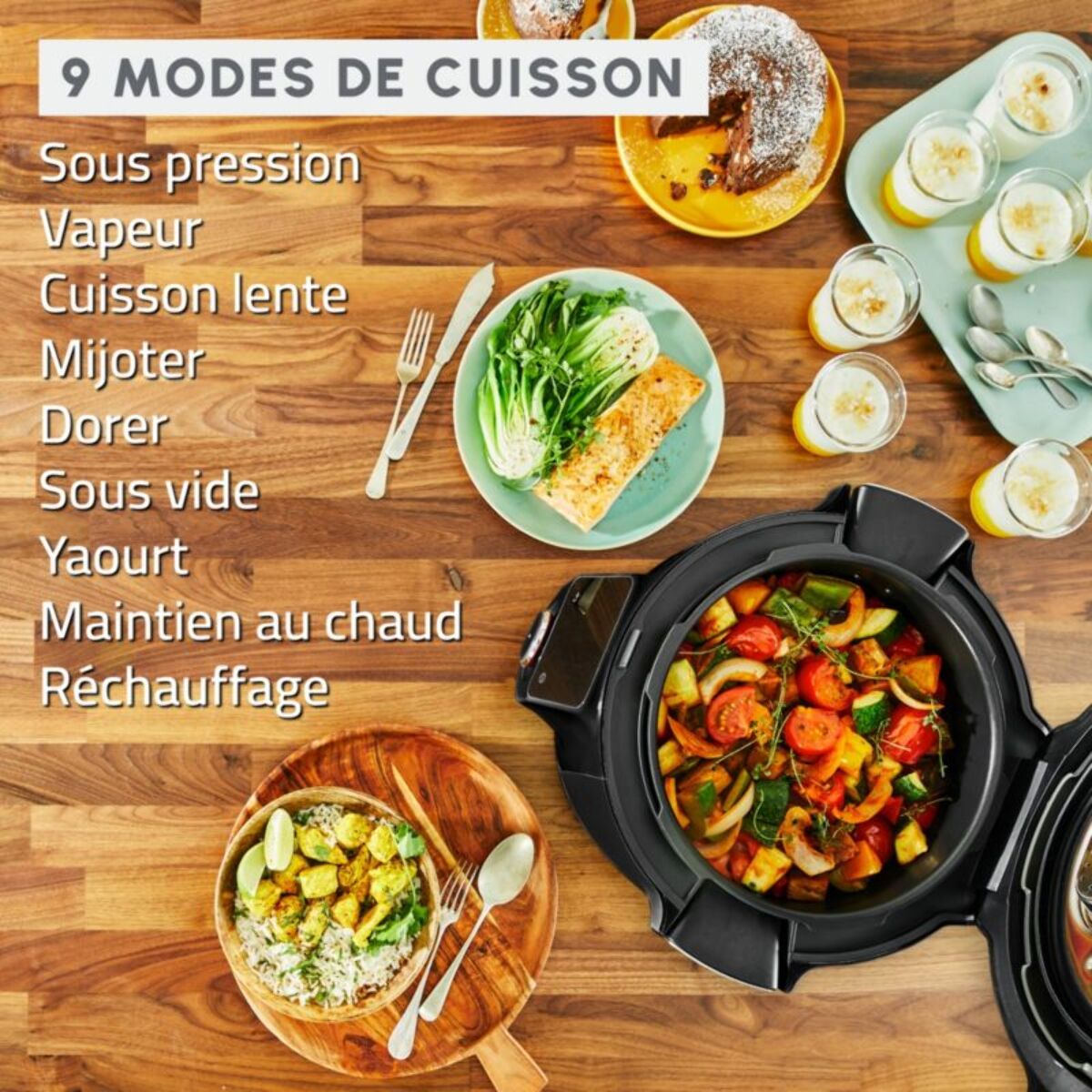 Cookeo MOULINEX YY5449FB noir connecté 6 L, 9 modes de cuisson + extra crisp, 150 recettes